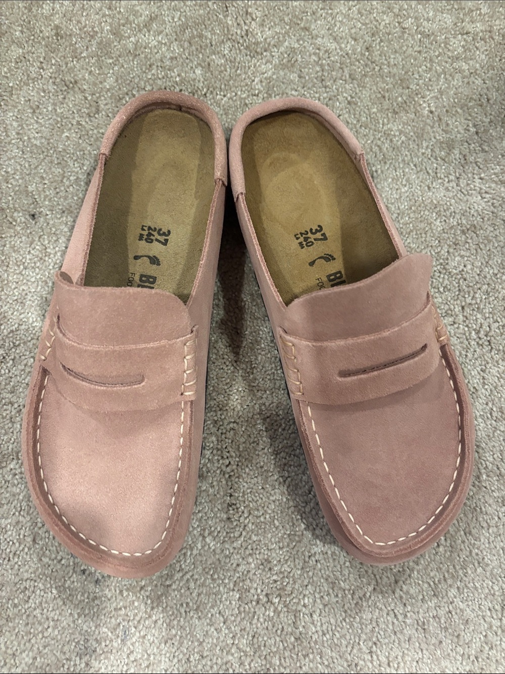 Birkenstock women’s Dusty Pink Suede Slip-On Loafers